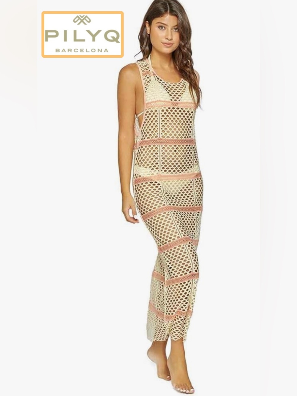 🆕 PILYQ | Natalie Fishnet Cover-Up Mesh maxi Dress M/L